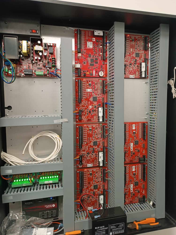 Field engineering team working on electrical installation